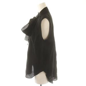 SHIPS オーガンジー リボン ノースリーブ ブラウス シャツ F 黒 ブラック 311-72-0308