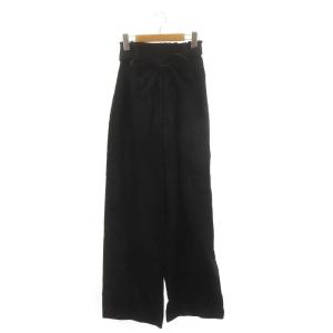 23SS LINEN WIDE LEG PANTS ワイドパンツ イージー リボン 1 黒 ブラック /DF