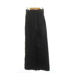 HYKE 23SS LINEN WIDE LEG PANTS ワイドパンツ イージー リボン 1 黒 ブラック /DF