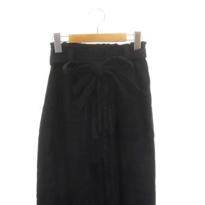 HYKE 23SS LINEN WIDE LEG PANTS ワイドパンツ イージー リボン 1 黒 ブラック /DF