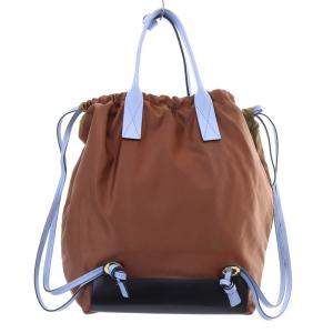 MARNI ナイロン レザー 2WAYバッグ リュックサック ロゴ 茶色 ブラウン 水色 ブルー 黒 ブラック