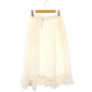 Tao AD2019 エンブロイダリー サーク スカート ロング ミモレ丈 フレア カットワーク イージー 白 ホワイト