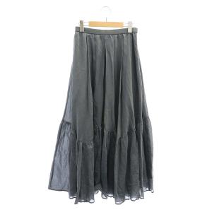 24SS ティアードボリュームスカート ロング フレア 36 ダークグレー /DO OS