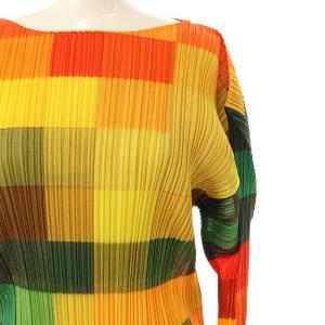 PLEATS PLEASE ISSEY MIYAKE グラデーションモザイクトップス 3 オレンジ マルチカラー