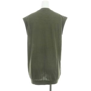 MADISONBLUE DEEP V NECK VEST ニットベスト ノースリーブ ロゴ刺繍 ウール XS カーキ