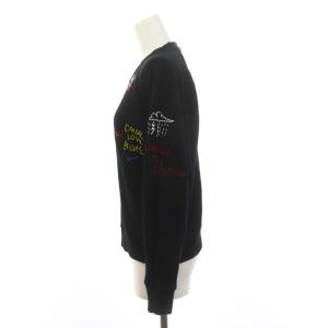 MOTHER DON'T SWEAT IT スウェット トレーナー 長袖 刺繍 総柄 S 黒 ブラック