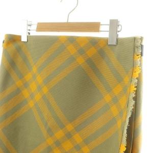 BURBERRY CHECK KILT SKIR UK10 グレー イエロー