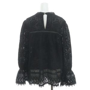 NE QUITTEZ PAS! × ハグオーワー HUGOWaR コットンレースブラウス 長袖 シアー プルオーバー 黒 ブラック /DO
