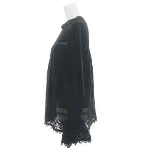 NE QUITTEZ PAS! × ハグオーワー HUGOWaR コットンレースブラウス 長袖 シアー プルオーバー 黒 ブラック /DO