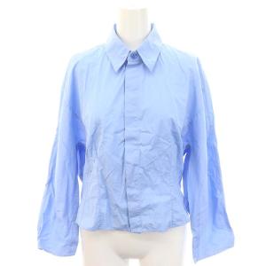 24SS オーガニック コットンポプリン フロントタックデザインシャツ 長袖 クロップド 40 水色 ライトブルー CAMA0583UD