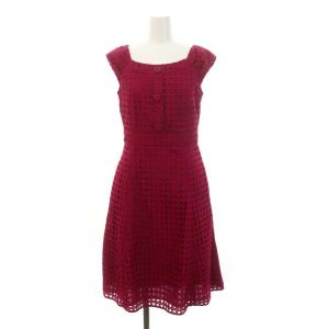 DICE ドレス ワンピース 膝丈 ミモレ丈 ノースリーブ パンチングレース 0 ラズベリー色 /ES