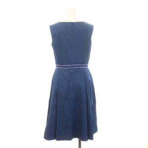 TOCCA 洗える DEEP BLUE ドレス ワンピース 膝丈 ノースリーブ スクエアネック 0 青 紫 ブルー ラベンダー