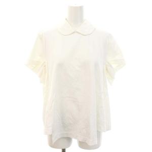 AD2019 ラウンドカラー サイドギャザーTシャツ カットソー 半袖 M 白 ホワイト /HK OS