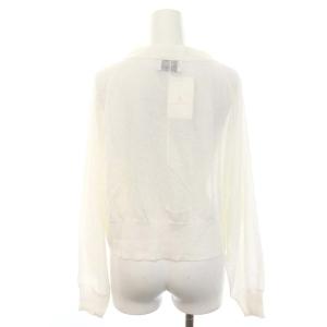 UNITED ARROWS リネンニットカーディガン 長袖 シアー シースルー ショート丈 Vネック F 白 ホワイト