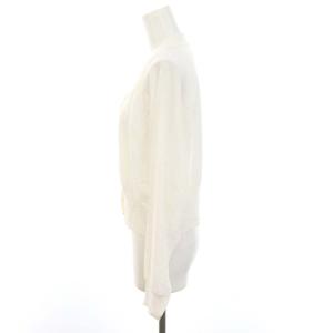 UNITED ARROWS リネンニットカーディガン 長袖 シアー シースルー ショート丈 Vネック F 白 ホワイト