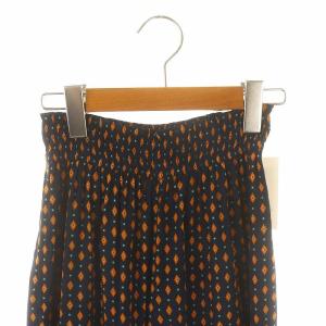 UNITED ARROWS ギャザー ワイドパンツ イージーパンツ 総柄 36 紺 ネイビー オレンジ