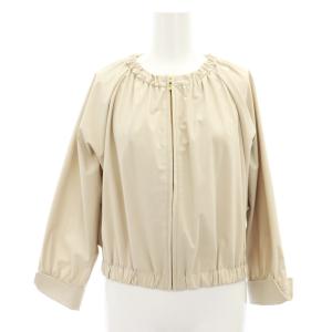 ノーカラージャケット ブルゾン ジップアップ 38 ベージュ /NR OS