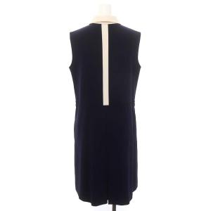 ADEAM ウォッシャブル フロントタイ ワンピース 膝丈 ノースリーブ ドロスト 前開き 4 紺 アイボリー 白