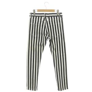 SAINT LAURENT PARIS ストライプ柄パンツ スキニーパンツ スリム 29 白 黒 ホワイト ブラック