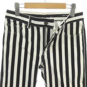 SAINT LAURENT PARIS ストライプ柄パンツ スキニーパンツ スリム 29 白 黒 ホワイト ブラック