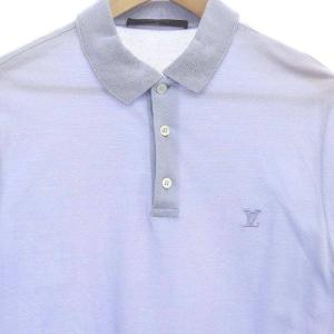 LOUIS VUITTON ロゴ刺繍半袖ポロシャツ S 水色 ライトブルー RM141Q H1JR32JEA