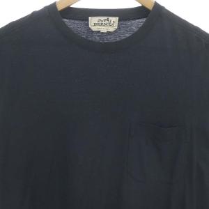 HERMES ポケットTシャツ カットソー 半袖 XS チャコールグレー /DF OS