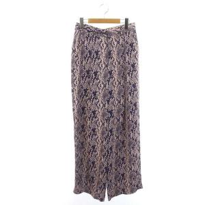 Sveva PT PK ワイドパンツ タック パイソン柄 2 スモークピンク 紺 ネイビー /ES OS