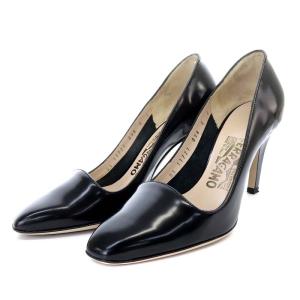 パンプス ハイヒール スクエアトゥ エナメルレザー 6 23.5cm 黒 ブラック