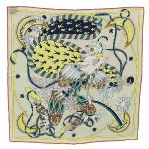 スカーフ カレ45 Le Sacre de l Hiver 冬の祭典 シルク ベージュ