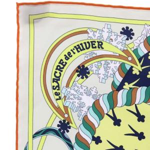 HERMES スカーフ カレ45 Le Sacre de l Hiver 冬の祭典 シルク ベージュ