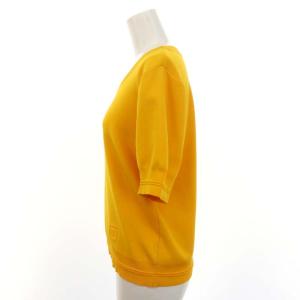 FOXEY BOUTIQUE Knit Top Austin 半袖ニット カットソー Uネック ロゴ 42 L オレンジ /AT OS