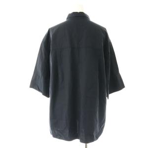 ebure 8分袖シャツ 半袖 胸ポケット 38 M 紺 ネイビー