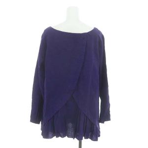 nest Robe リネン フリル ブラウス プルオーバー 長袖 紺 ネイビー /ES OS