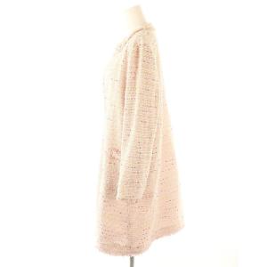 kate spade new york フリンジ ツイード ノーカラーコート スタッズ 8 ピンク