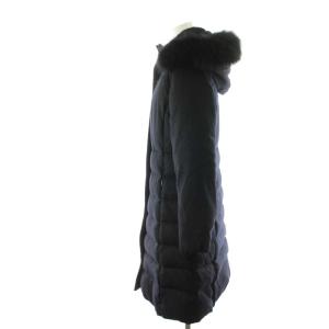 ANAYI フォックスファーダウンコート アウター フード付き ウール 38 M 黒 ブラック