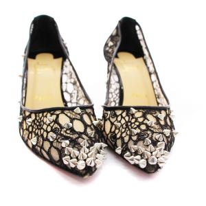 Christian Louboutin レースパンプス ピンヒール スタッズ 36 23cm ブラック /YM OF