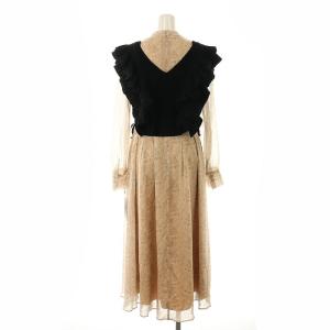 CELFORD セットアップ 2点セット ラッフルベスト付きワンピース ニット Vネック クロップド 総柄ワンピース ロング 長袖 36 黒