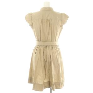 BURBERRY BLUE LABEL チェックフリルシャツワンピース 膝丈 半袖 ベルト付き 36 ベージュ