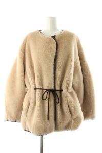 CASA FLINE ウールボアx再生ポリエステルリバーシブルコート アウター ブルゾン F 茶 ブラウン ベージュ