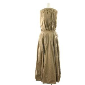 CASA FLINE ブラウジングノースリーブシャツワンピース  ロング丈 マキシ丈 Vネック コットン ベージュ