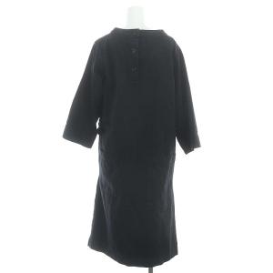 MHL. COTTON WOOL TWILL ワンピース 長袖 ロング ウール混 1 S 黒 ブラック