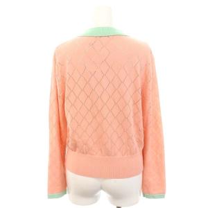 ANAYI 24SS プレイドパターンポロ カーディガン ニット 長袖 36 ピンク /HK OS