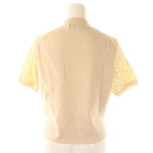 ANAYI バイカラーレースモックネックプルオーバー ニット カットソー 半袖 切替 36 S ピンクベージュ