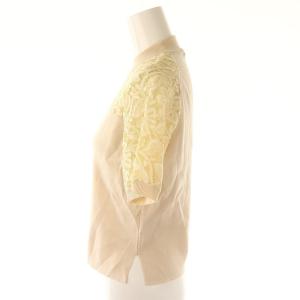 ANAYI バイカラーレースモックネックプルオーバー ニット カットソー 半袖 切替 36 S ピンクベージュ