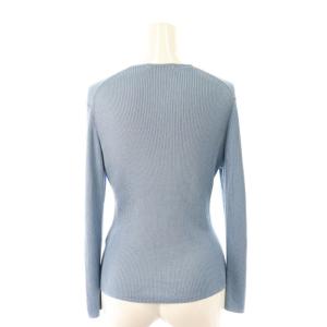 ANAYI ニットアセテートポリエステルVネックカーディガン 長袖 薄手 36 S 青 ブルー