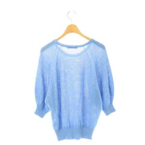 ANAYI ワシカノコドルマンスリーブプルオーバー ニット カットソー 七分袖 36 S 青 ブルー
