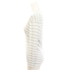 ANAYI 23SS ニット アンサンブル ラメボーダーリブ Vネックカーディガン ノースリーブプルオーバー 36 白 ホワイト グレー