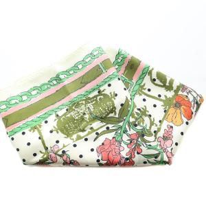 ANAYI タグ付き スカーフ 総柄 絹 シルク 緑 グリーン マルチカラー 102115-18-060-80-010