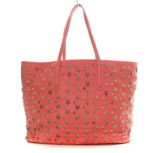 JIMMY CHOO サシャM SASHA トートバッグ ハンドバッグ スタッズ レザー ピンク