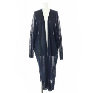 Shake code ロングカーディガン ニット 薄手 長袖 前開きトッパー オーバーサイズ 紺 ネイビー